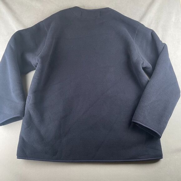 UNIQLO x Engineered Garments Fleece Collarless Coat Men M Navy Zip Snap Oversize - Picture 4 of 8